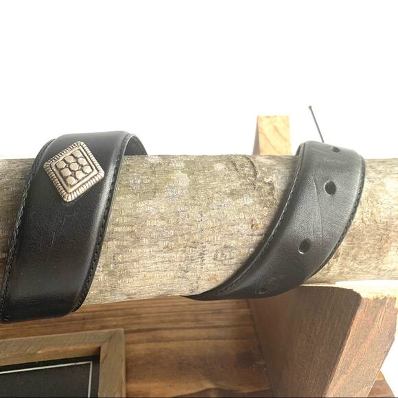 Fossil black leather with boho silver grommets belt - Picture 4 of 13
